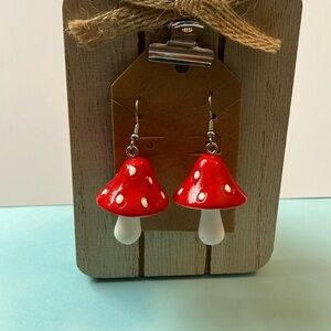 Red Mushroom Earrings for Kids